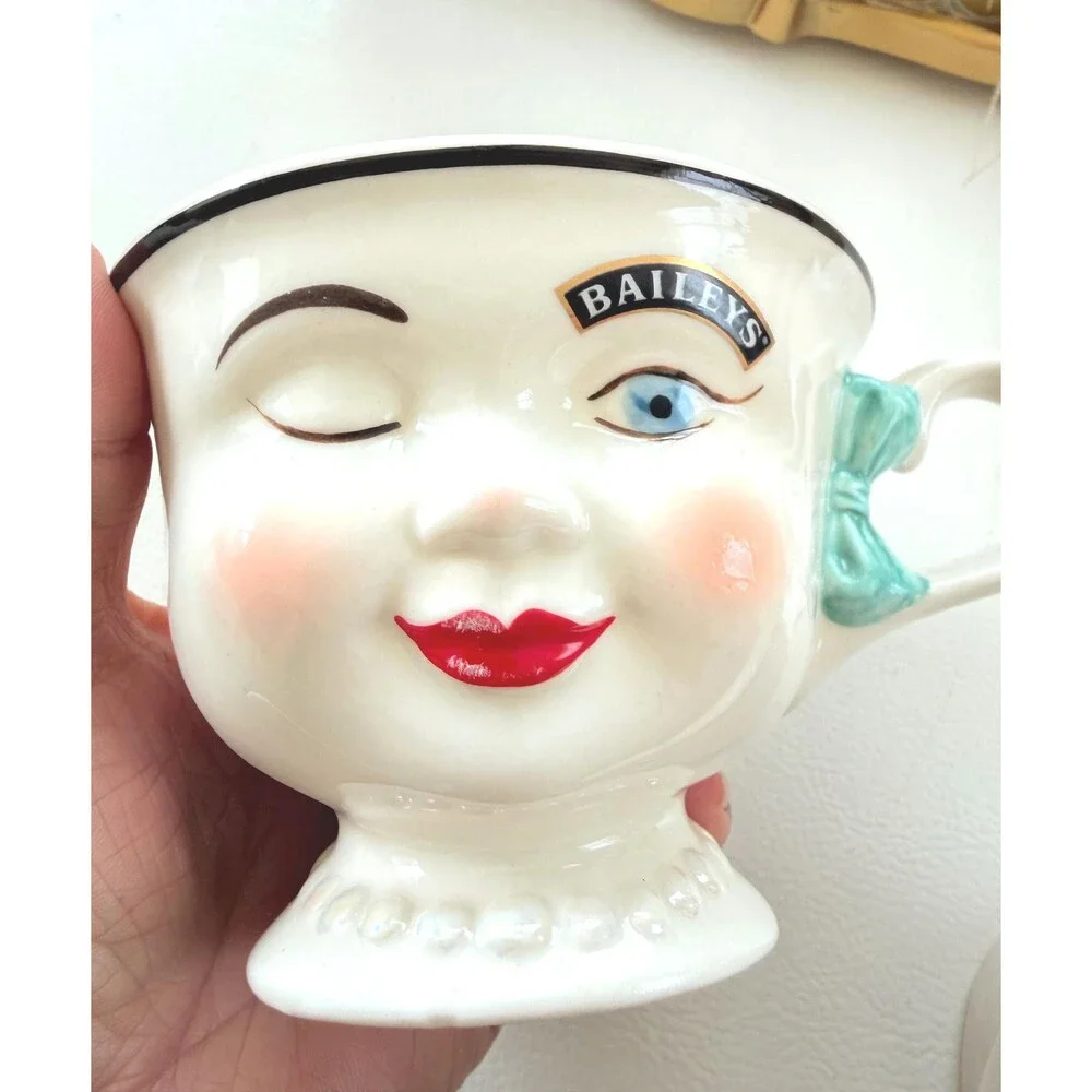 VTG Baileys Irish Cream Winking Face Cups Set of 2 